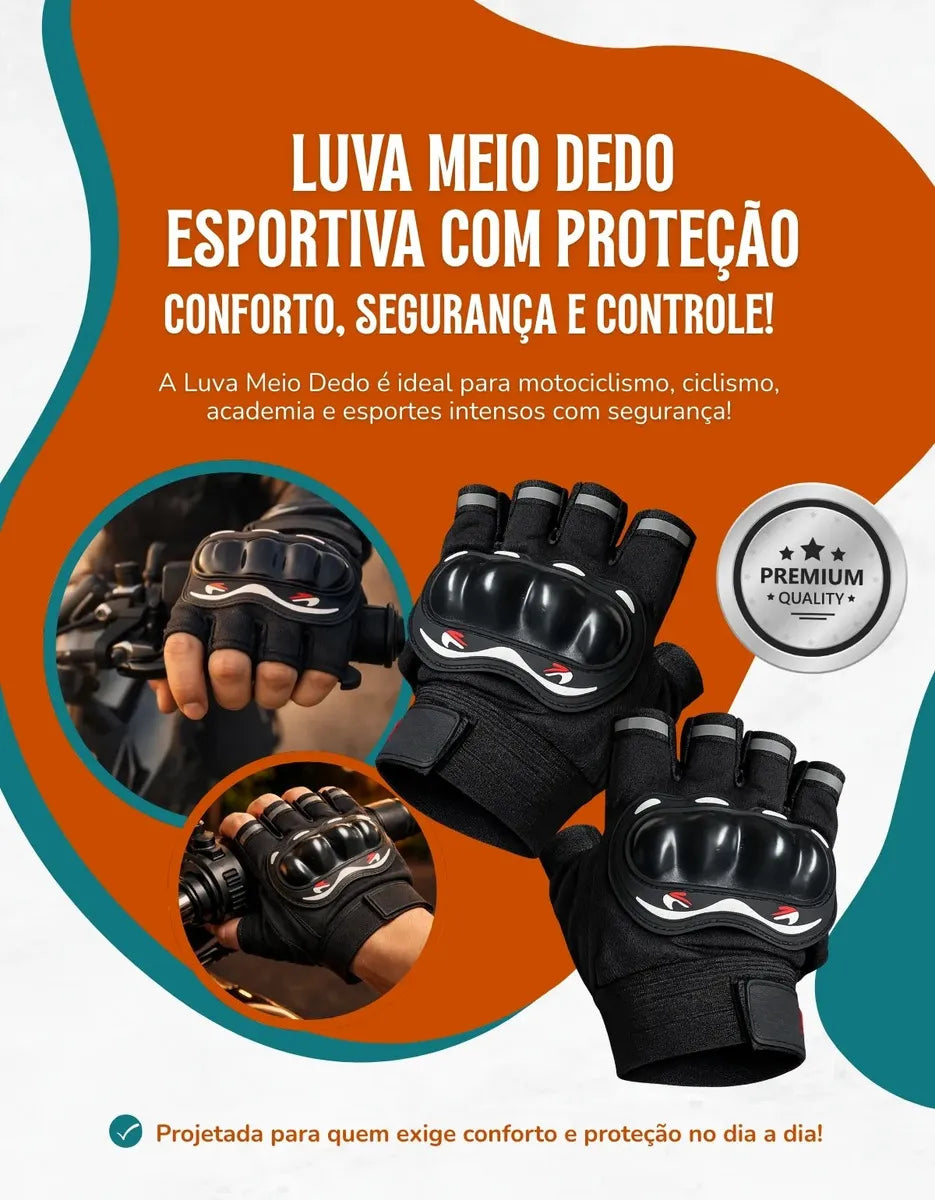 Luva Tática Meio Dedo Alpha Gear® – Grip Antiderrapante, Conforto e Alta Performance