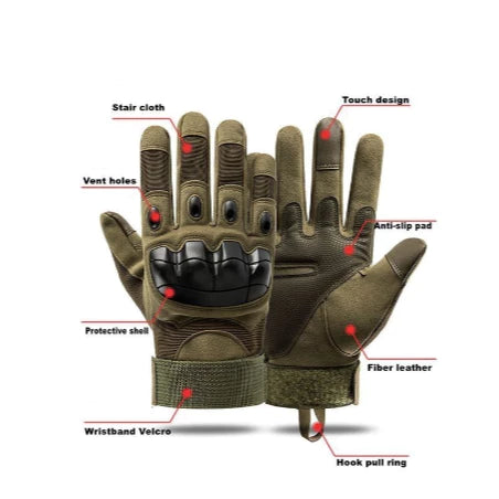Luva Tática Militar Full Finger Alpha Gear® – Antiderrapante, Resistente e Proteção Total