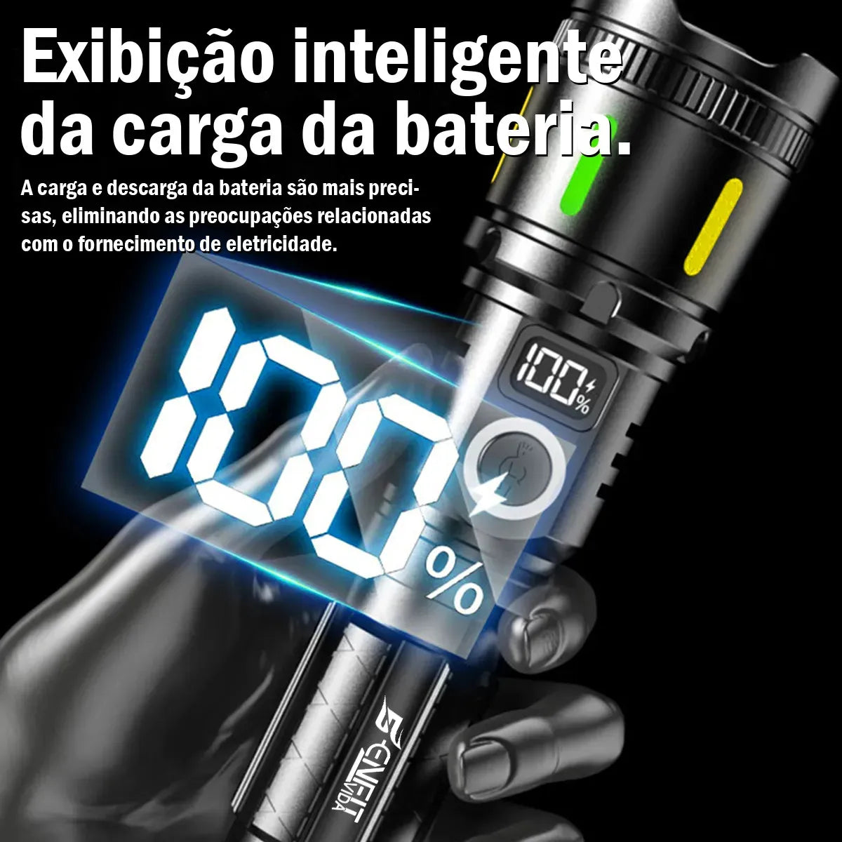Lanterna Tática LED Zoom Alpha Gear® – 3600LM, Longo Alcance e USB com 2 Baterias