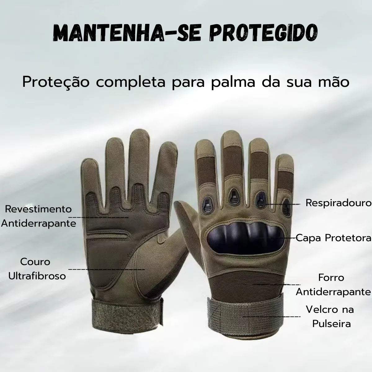 Luva Tática Full Finger Alpha Gear® – Proteção, Grip Antiderrapante e Alta Resistência