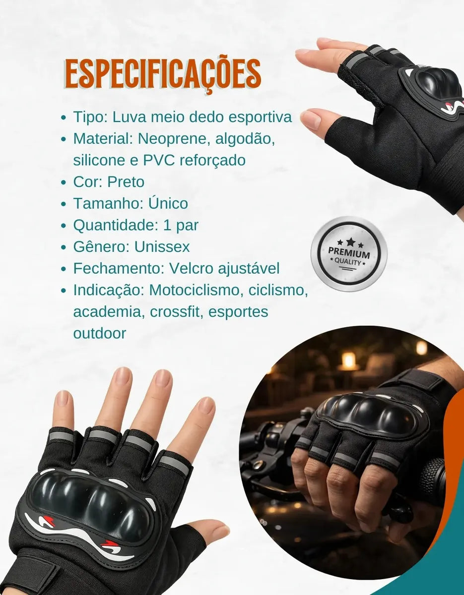 Luva Tática Meio Dedo Alpha Gear® – Grip Antiderrapante, Conforto e Alta Performance