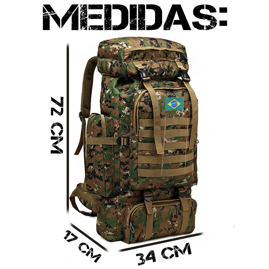 Mochila Cargueira Impermeável Alpha Gear® – Grande Capacidade para Viagem, Trilha e Camping