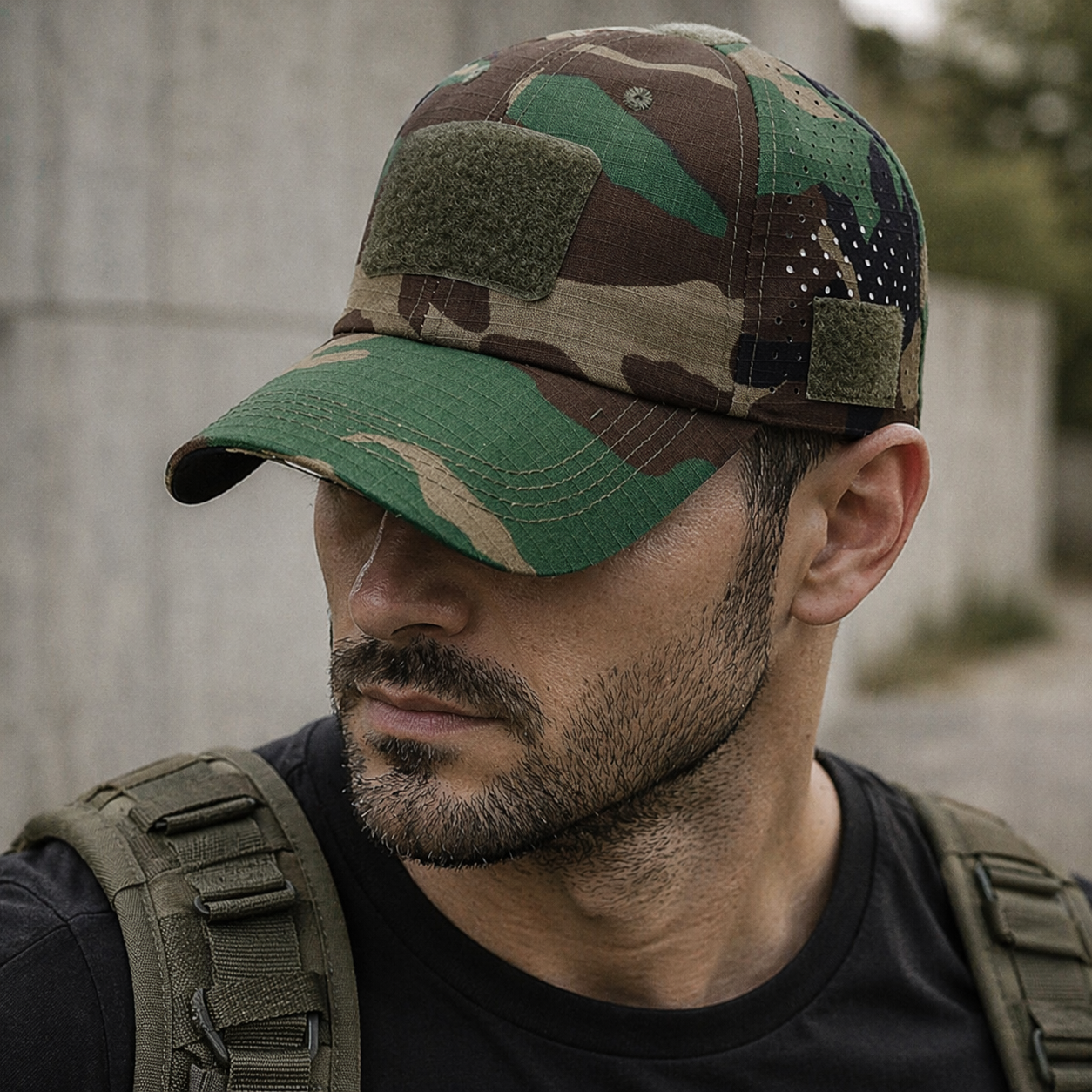 Boné Tático Camuflado Alpha Gear – Respirável, Ajustável e Proteção Solar