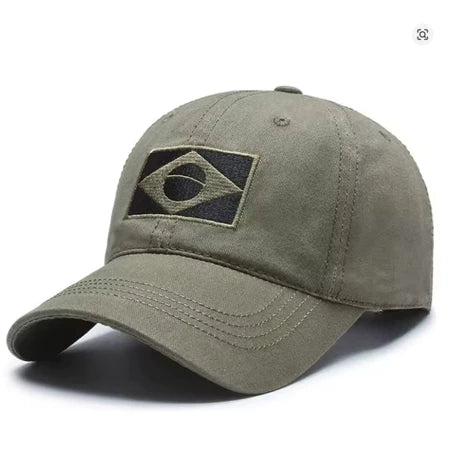 Boné Tático Bandeira do Brasil Alpha Gear – Camuflado, Ajustável e Estilo Militar