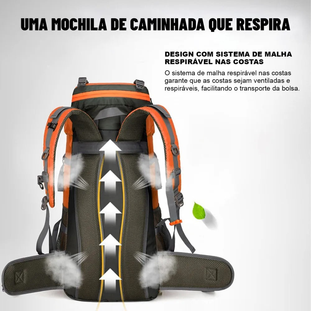 Mochila Tática 70L Impermeável Alpha Gear® – Alta Capacidade para Trilhas e Viagens