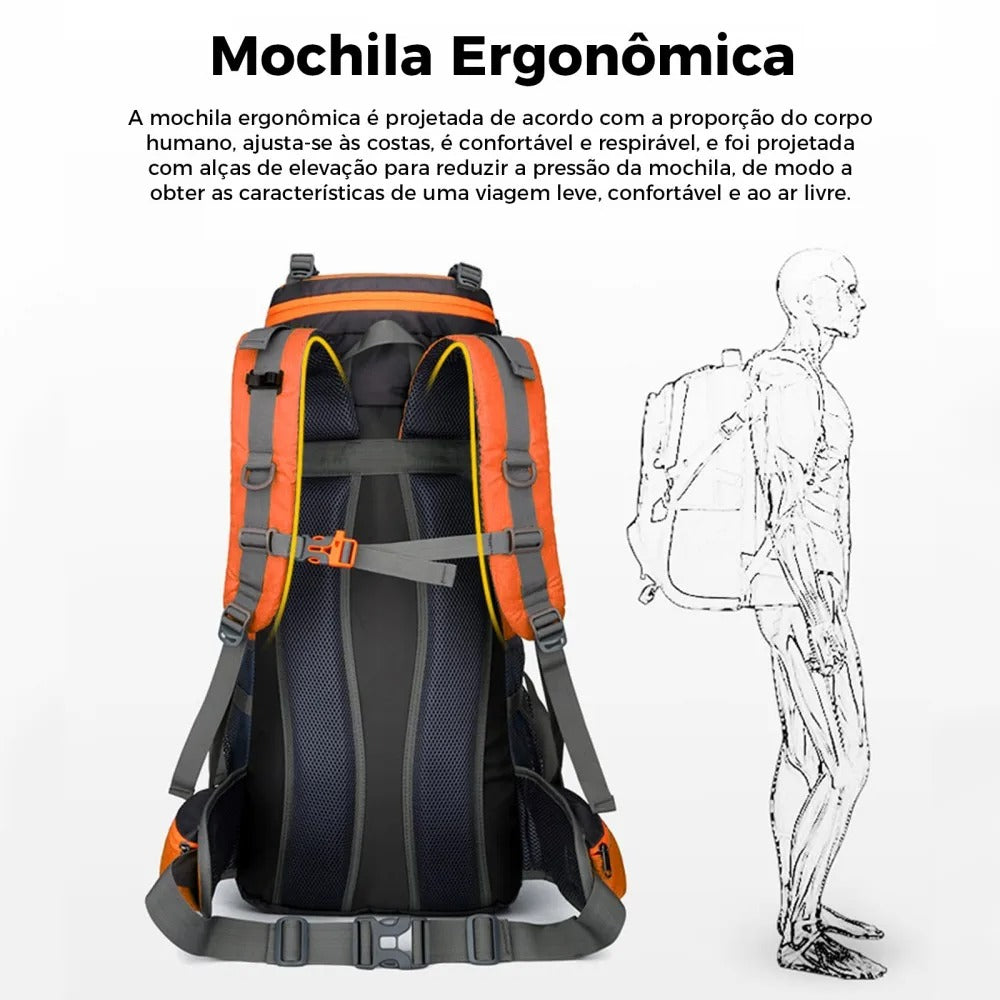 Mochila Tática 70L Impermeável Alpha Gear® – Alta Capacidade para Trilhas e Viagens