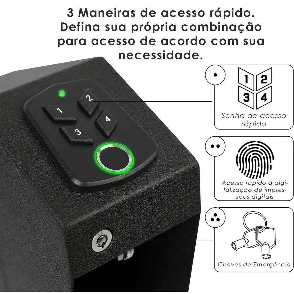 Cofre Biométrico Alpha Gear® – Acesso Seguro e Proteção Reforçada