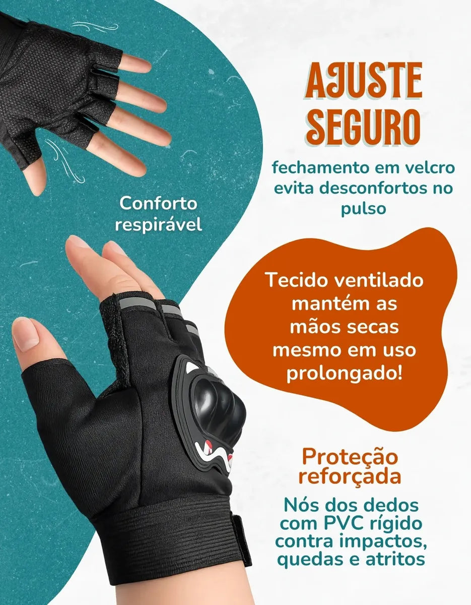 Luva Tática Meio Dedo Alpha Gear® – Grip Antiderrapante, Conforto e Alta Performance