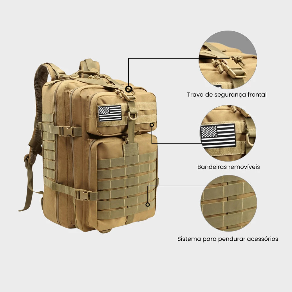 Mochila Tática 50L Alpha Gear® – Resistente à Água, Molle e Compartimento para Notebook