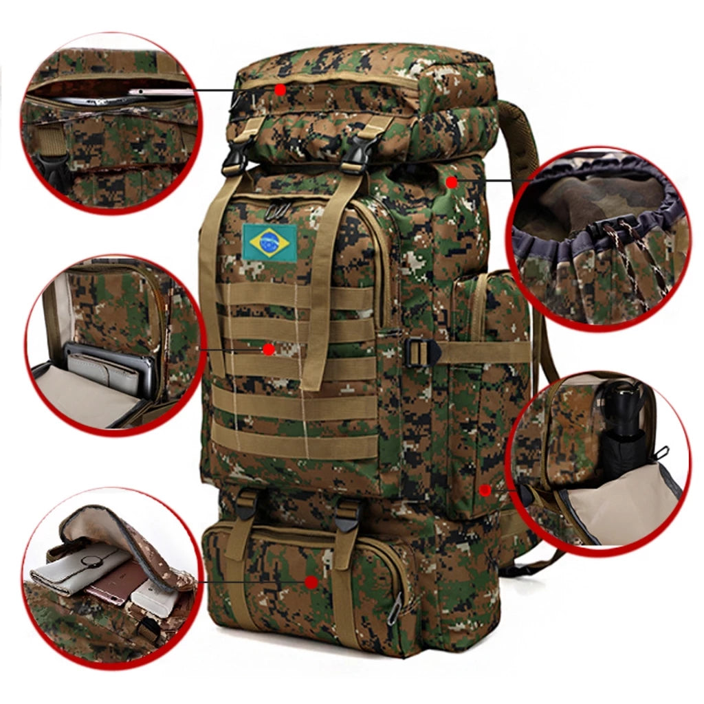 Mochila Cargueira Impermeável Alpha Gear® – Grande Capacidade para Viagem, Trilha e Camping