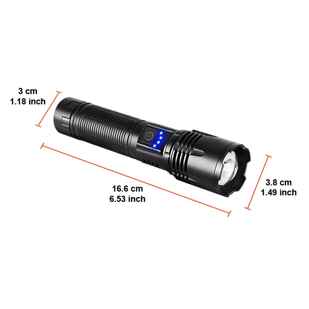 Lanterna Tática LED Recarregável Alpha Gear® – Alta Potência e Longo Alcance USB