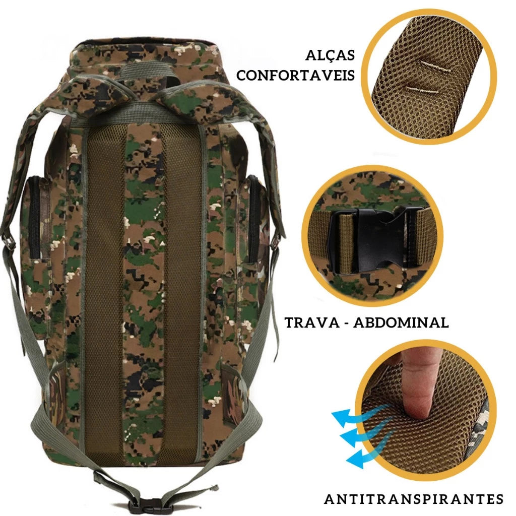 Mochila Cargueira Impermeável Alpha Gear® – Grande Capacidade para Viagem, Trilha e Camping