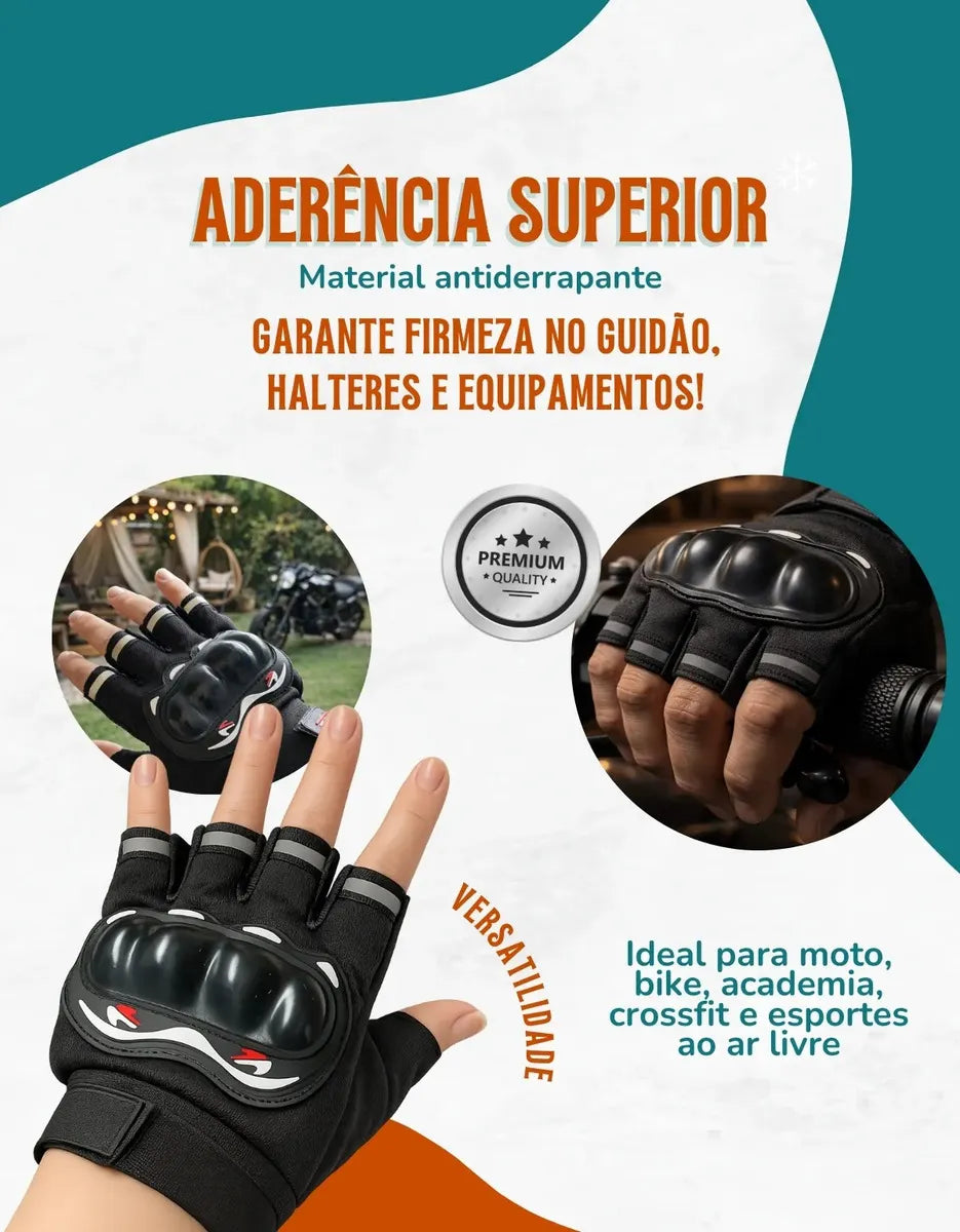 Luva Tática Meio Dedo Alpha Gear® – Grip Antiderrapante, Conforto e Alta Performance