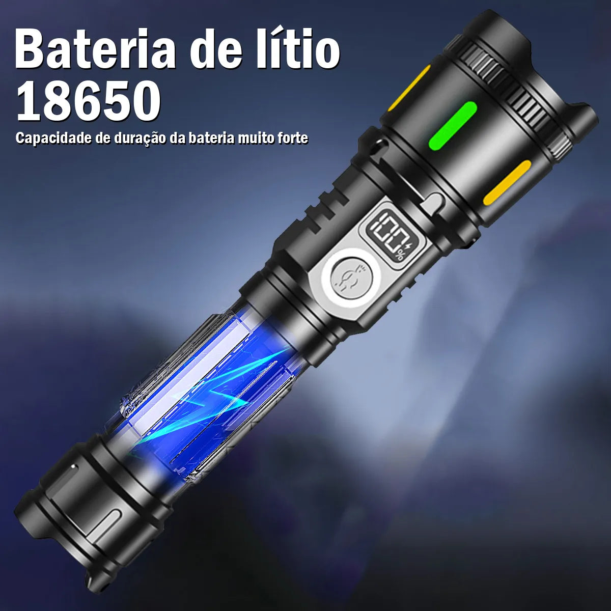 Lanterna Tática LED Zoom Alpha Gear® – 3600LM, Longo Alcance e USB com 2 Baterias