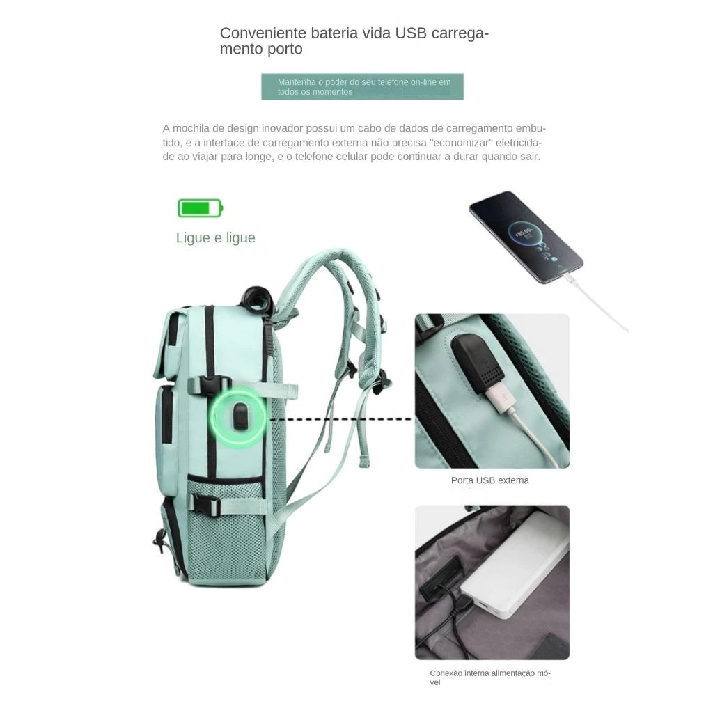 Mochila Multifuncional Impermeável Alpha Gear® – 30L com USB e Compartimento para Notebook