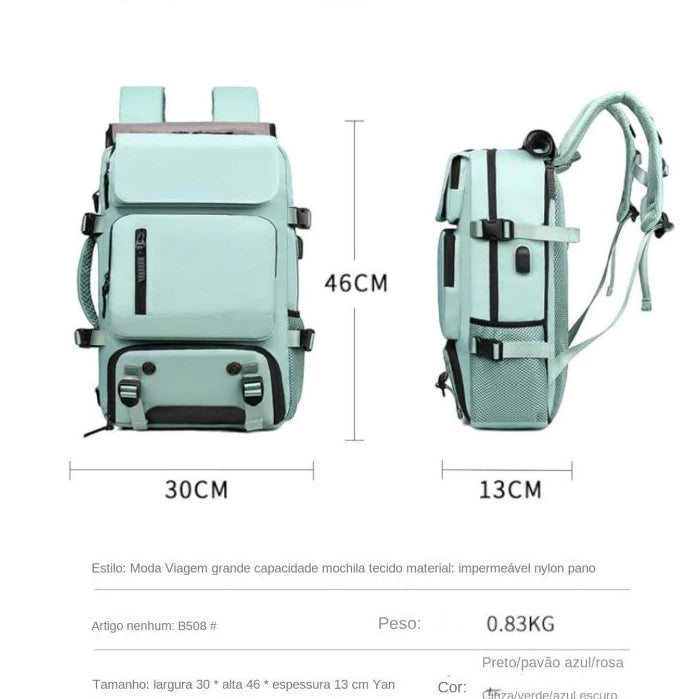 Mochila Multifuncional Impermeável Alpha Gear® – 30L com USB e Compartimento para Notebook