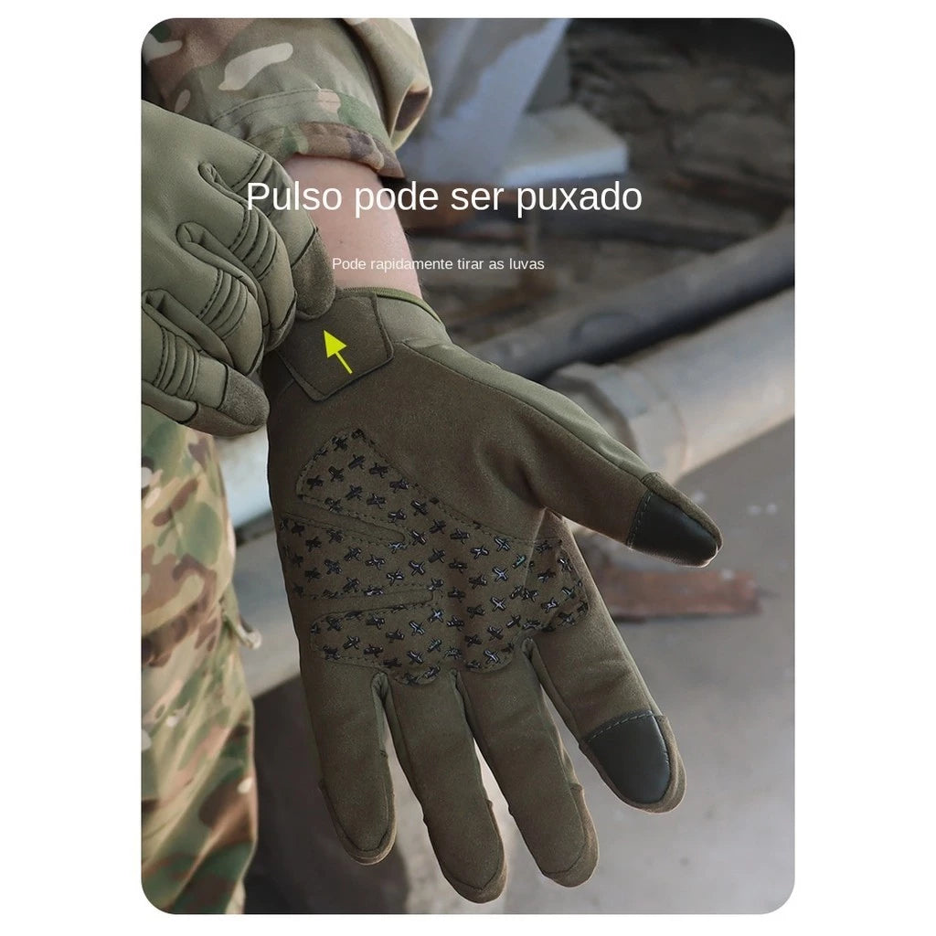 Luva Tática Touch Screen Alpha Gear® – Impermeável, Antiderrapante e Proteção Total