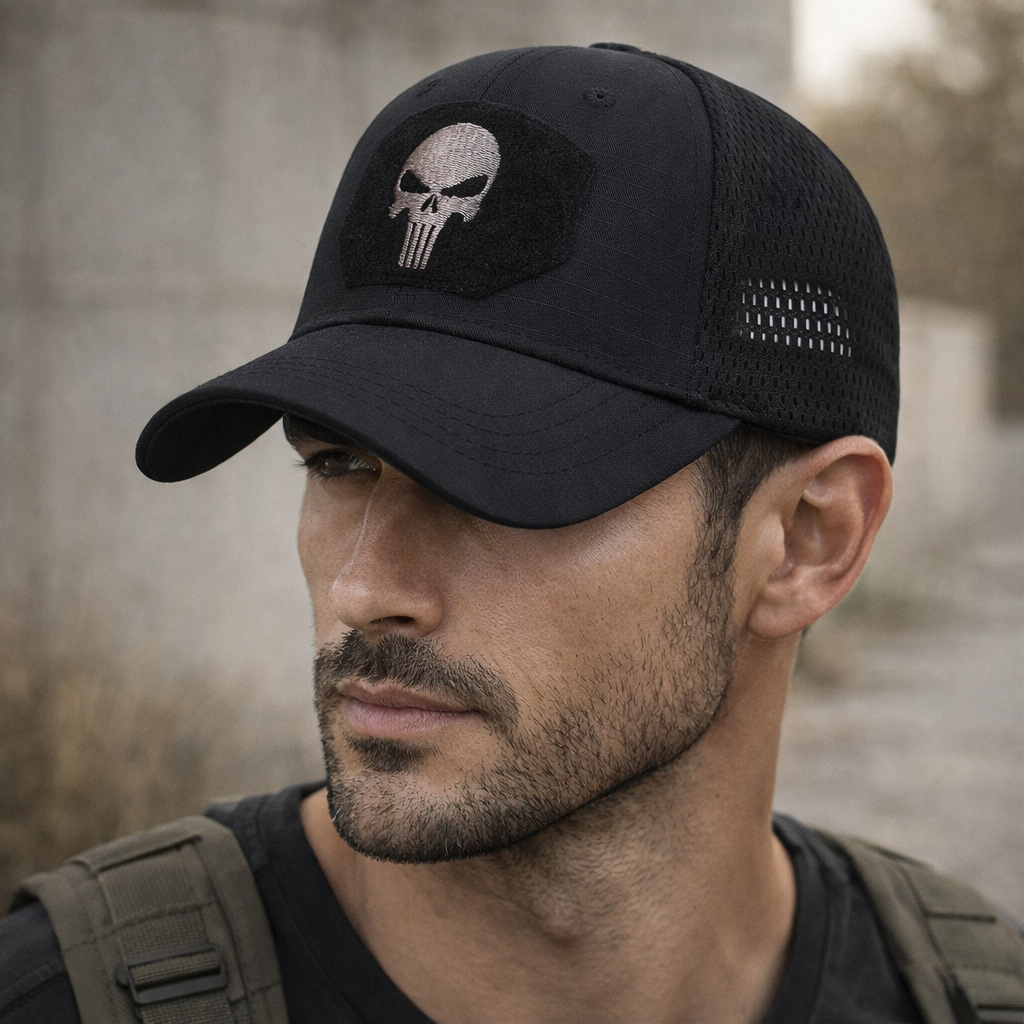 Boné Tático Camuflado com Tela Alpha Gear – Respirável, Ajustável e Proteção Solar