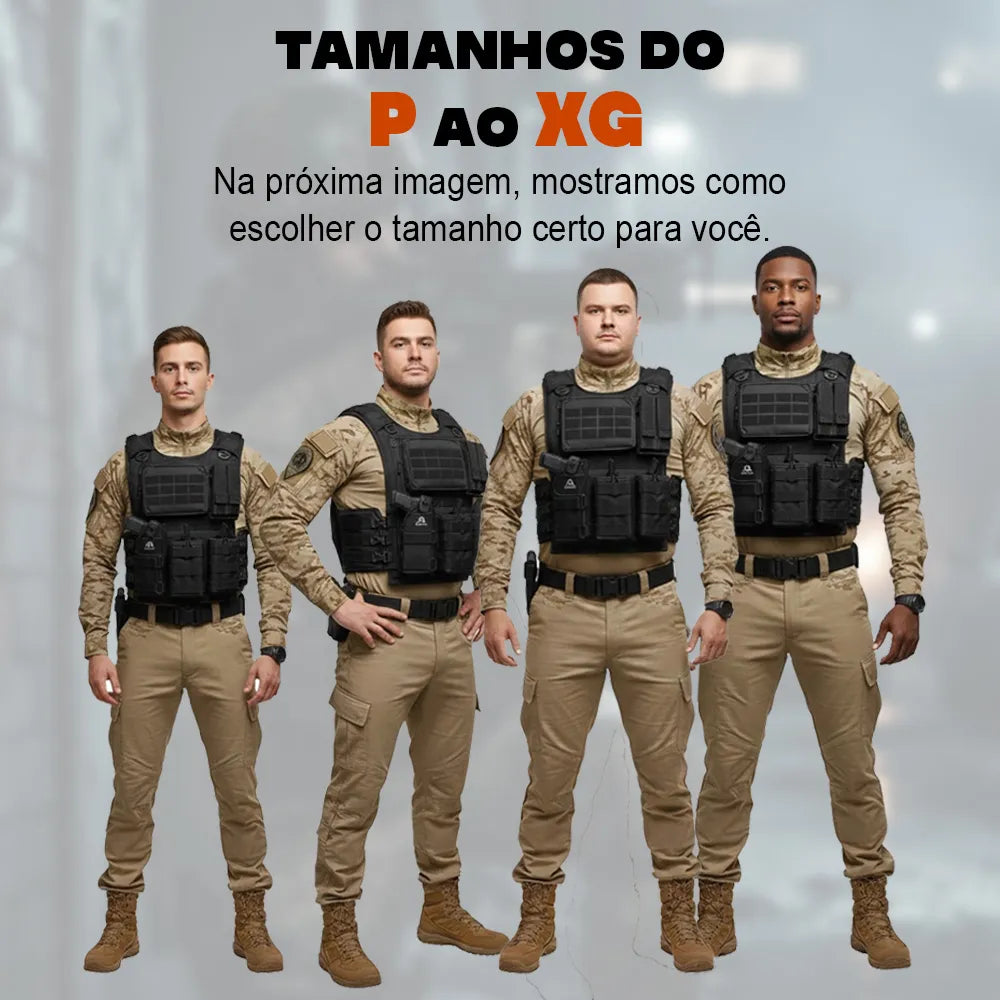 Colete Tático Modular Alpha Gear com 5 Acessórios – Completo, Ajustável e Molle