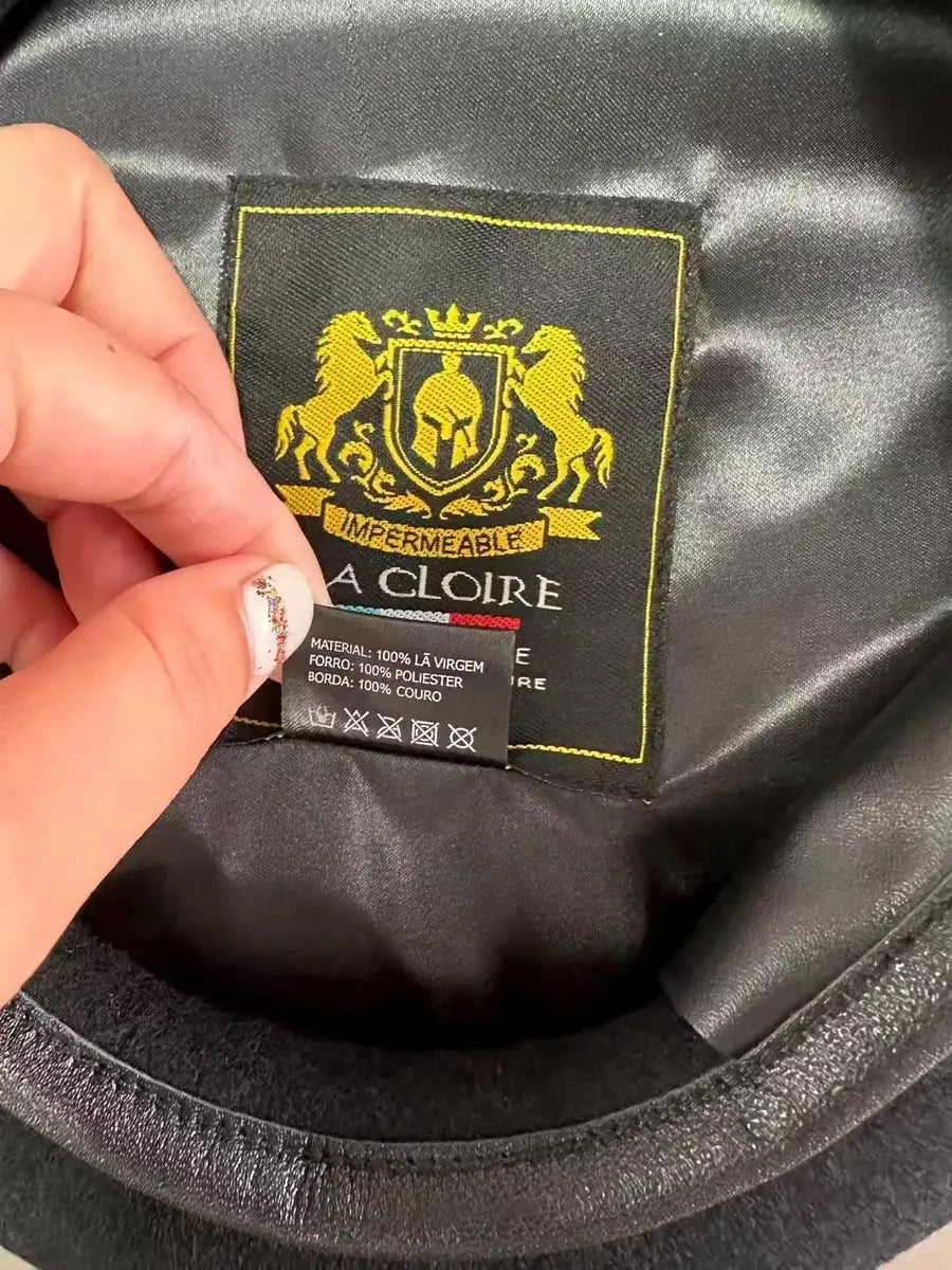Boina Tática Preta Alpha Gear® – 100% Lã Premium com Acabamento em Couro