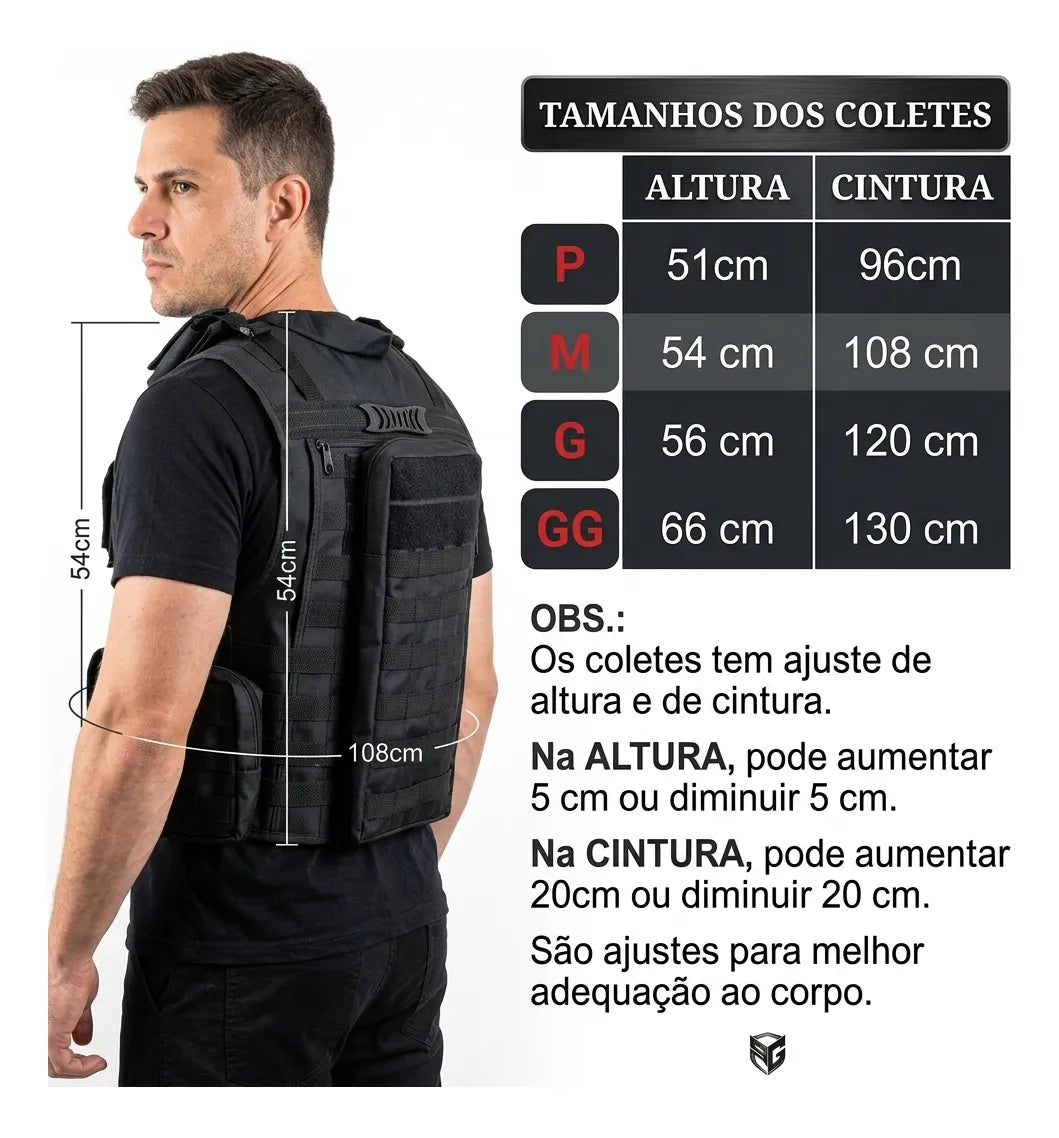 Colete Tático Modular Profissional Alpha Gear + Bandoleira – Completo e Ajustável