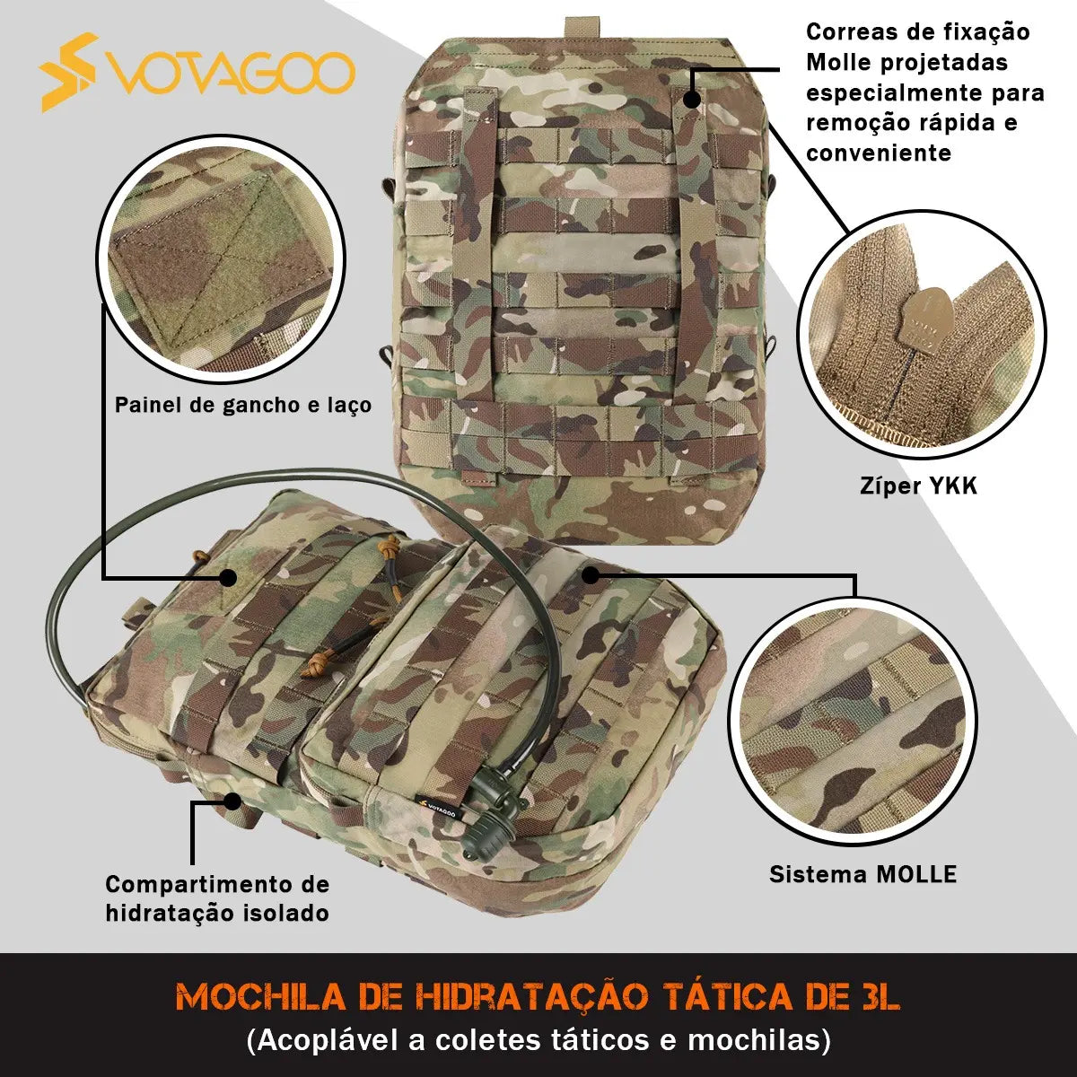 Bolsa de Hidratação Tática 3L Alpha Gear – Leve, Resistente e Sistema MOLLE