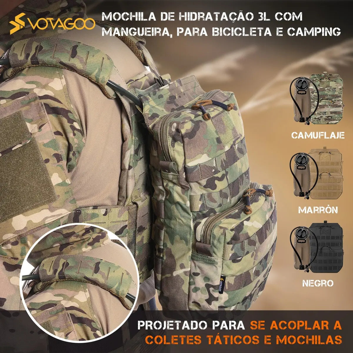 Bolsa de Hidratação Tática 3L Alpha Gear – Leve, Resistente e Sistema MOLLE
