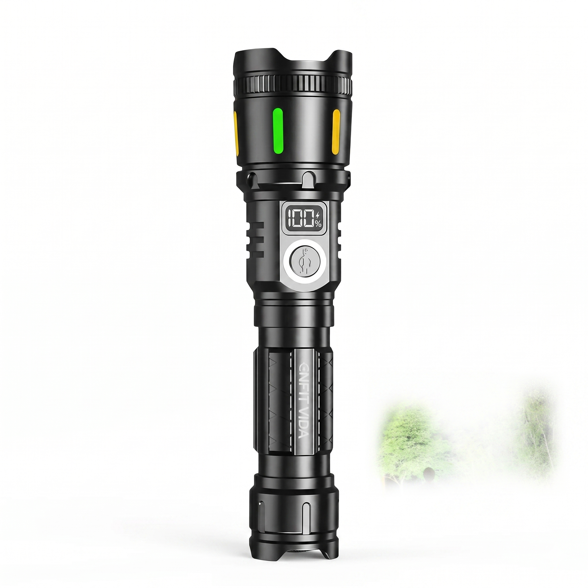 Lanterna Tática LED Zoom Alpha Gear® – 3600LM, Longo Alcance e USB com 2 Baterias