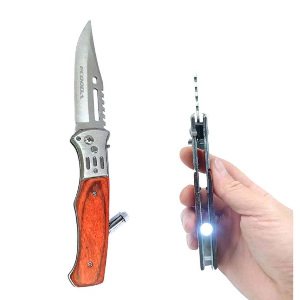Kit Outdoor Alpha Gear® – Canivete Madeira e Mini Lanterna
