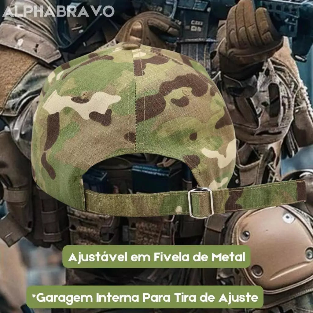 Boné Tático Multicam Alpha Gear – Ajustável, RipStop e com Velcro para Patch