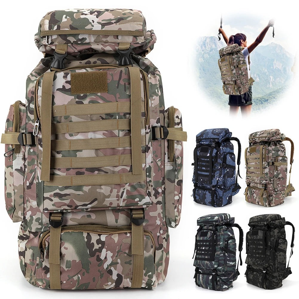 Mochila Tática 80L Alpha Gear® – Impermeável, Camuflada e Ultra Resistente 600D