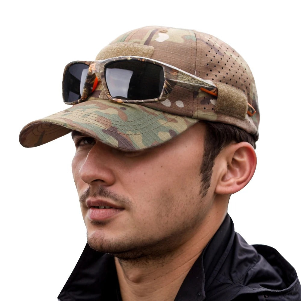 Boné Tático Camuflado Alpha Gear – Respirável, Ajustável e Proteção Solar