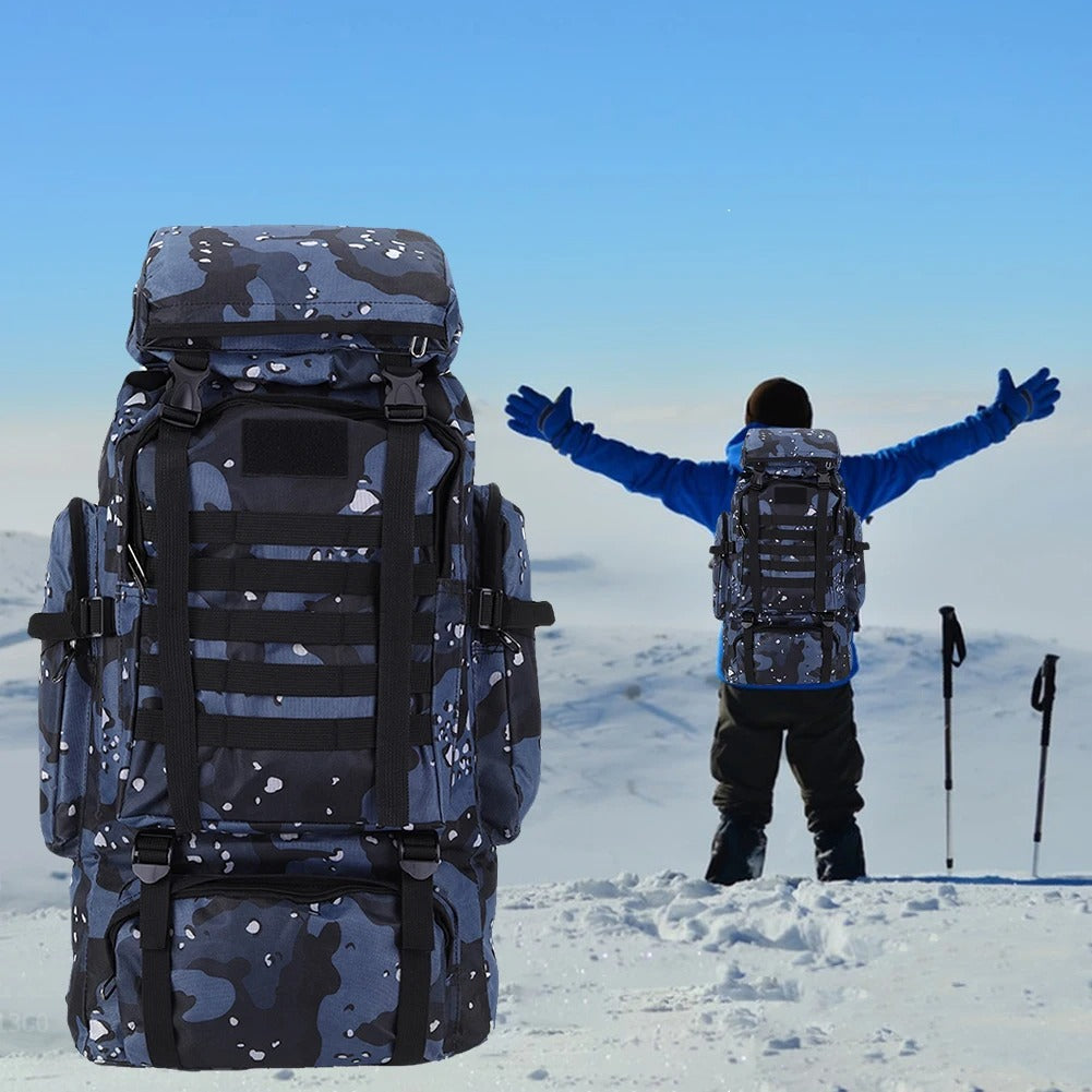 Mochila Tática 80L Alpha Gear® – Impermeável, Camuflada e Ultra Resistente 600D